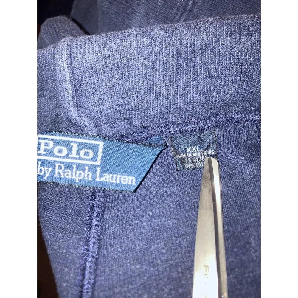 VTG Polo Ralph Lauren Pants Men's XXL Tapered Drawstring Pony Logo Navy‎ Blue